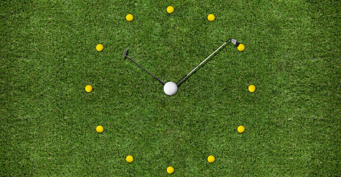 Clock showing how to get good a golf quicker