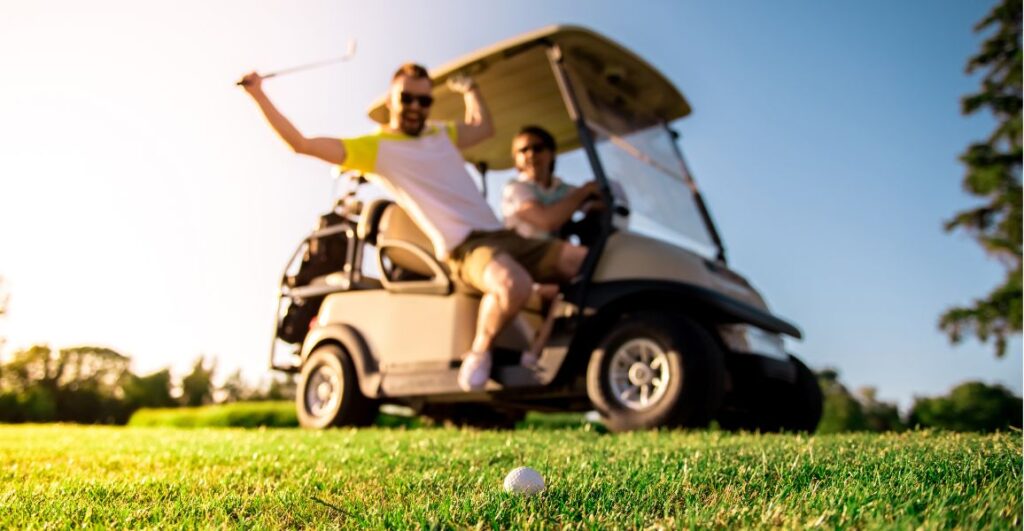 Golfer taking a used golf cart for a test drive